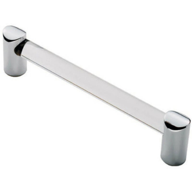Image of Loops Round Tube Pull Handle 148 x 16mm 128mm Fixing Centres Clear & Chrome Multi unisex