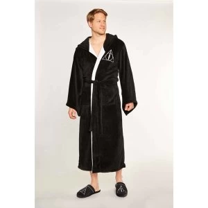 Image of Deathly Hallows Harry Potter Mens Black Fleece Robe