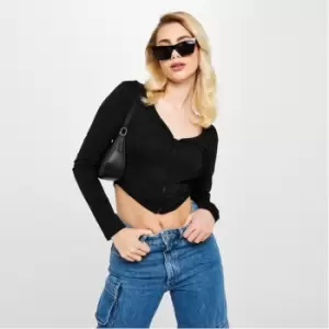 Image of Missguided Zip Seam Corset Crop Top - Black