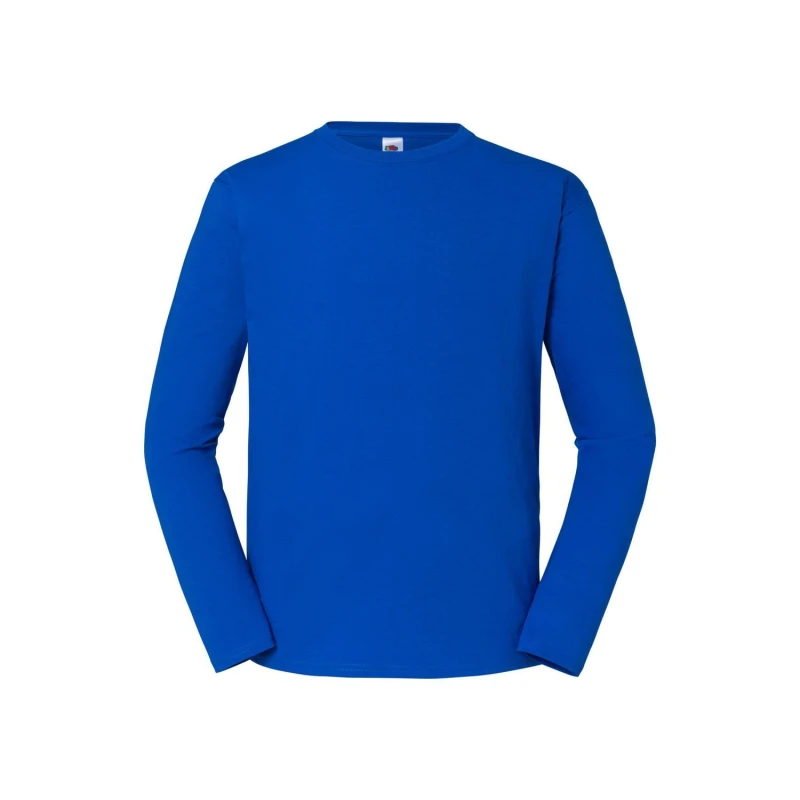 Image of Fruit Of The Loom Fruit of the Loom Men Iconic Premium Long-Sleeved T-Shirt in Blue Size: X-Small Blue XS Male 5063377069228
