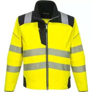 Image of Portwest PW3 Hi Vis Soft Shell Winter Rain Jacket Yellow / Black XS