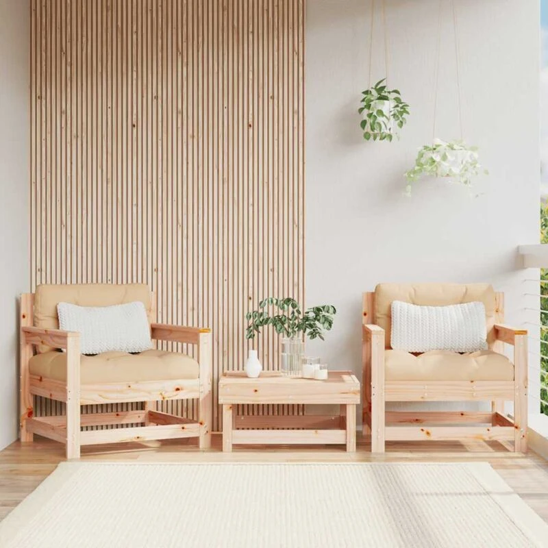 Image of VIDAXL Garden Chairs with Cushions 2 pcs Solid Wood Pine Vidaxl 8720845802141