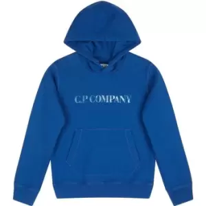 Image of CP COMPANY Boys Faded Logo Hoodie - Blue