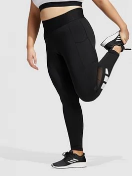 Image of Adidas Tech-Fit 3 Bar Logo Leggings - Plus Size, Black/White, Size 4X, Women