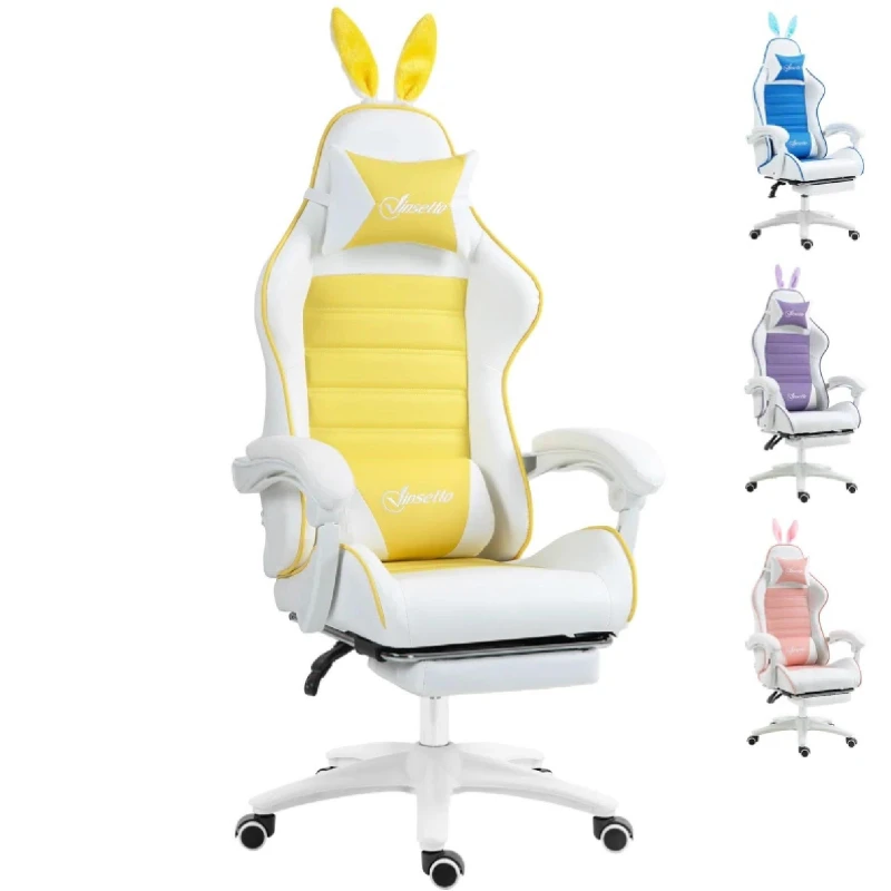 Image of HOMCOM Gaming Vinsetto - Reclining Gaming Chair - PU Leather Yellow unisex One Size