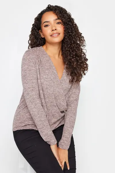 Image of M&Co Wrap Over Jumper Pale Pink