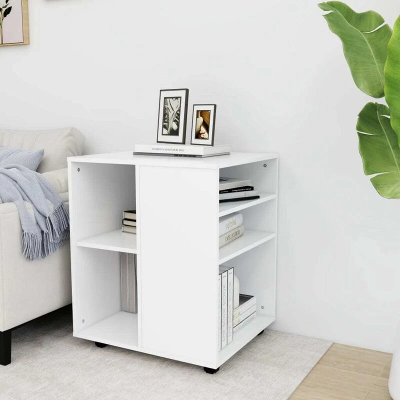 Image of VIDAXL Rolling Cabinet White 60x53x72cm Engineered Wood Vidaxl 8720286609965