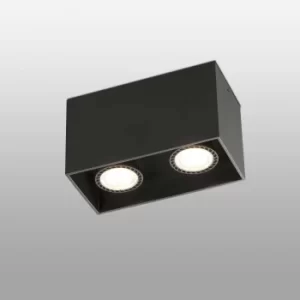 Image of Tecto 2 Light Square Surface Mounted Downlight Black, GU10