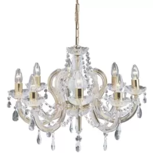 Image of Searchlight Marie Therese - 8 Light Crystal Chandelier Polished Brass Finish, E14