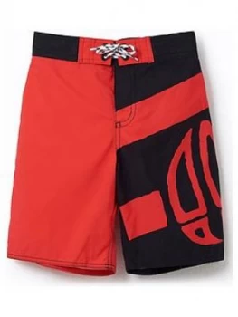 Image of Animal Boys Layka Logo Swim Shorts - Black/Red