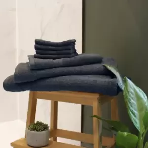 Image of Loft Combed Cotton 7 Piece Towel Set Blue Slate