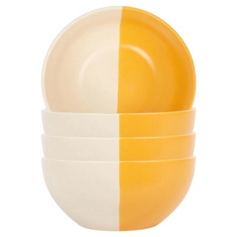 Image of Nicola Spring Dipped Stoneware Cereal Bowls - 16.5Cm - Mustard - Pack Of 4