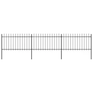 Image of Vidaxl Garden Fence With Spear Top Steel 5.1X1 M Black