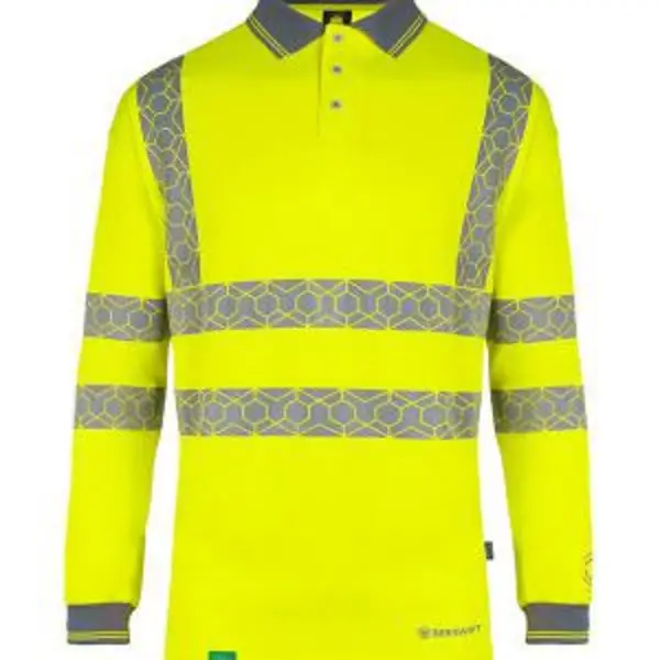Image of Beeswift Envirowear High Visibility Long Sleeve Polo Shirt BSW40085 BSW40085