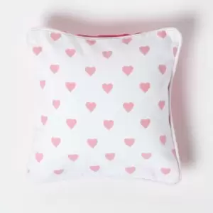 Image of Cotton Pink Hearts Cushion Cover, 30 x 30cm - Pink - Homescapes