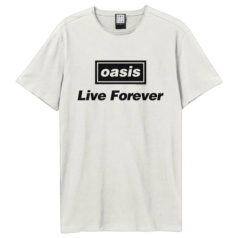 Image of Amplified Amplified Men Live Forever Oasis T-Shirt in White Size: X-Small White XS Male 5063652562925