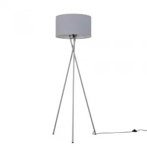 Image of Camden Grey Tripod Floor Lamp with XL Dark Grey Reni Shade