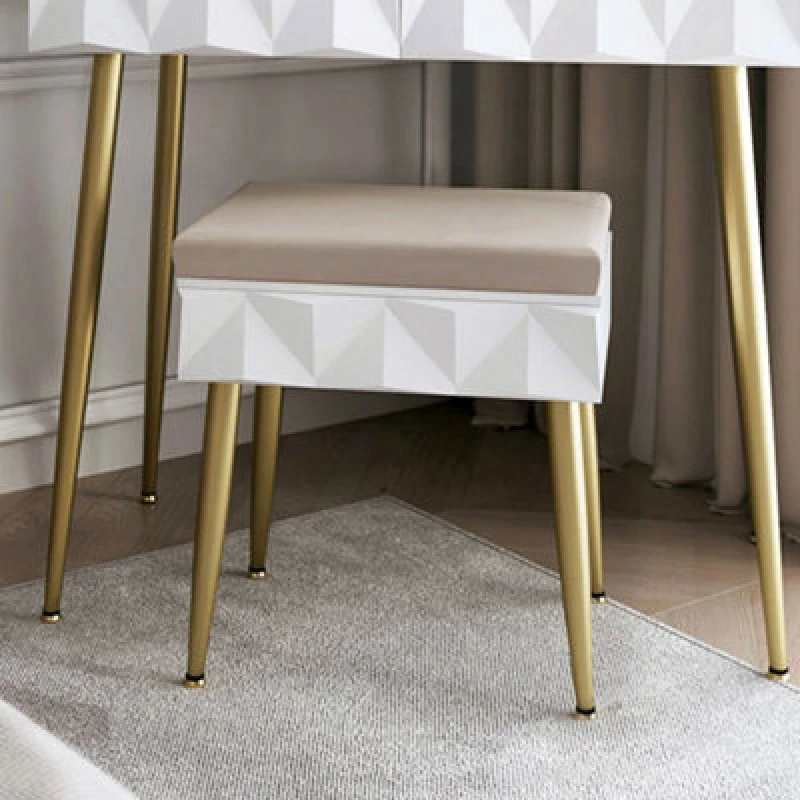 Image of CARME Home Montana Padded Velvet Storage Stool-white/gold, White ST030CP W/G