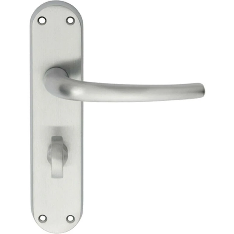 Image of Loops PAIR Slim Round Bar Lever on Shaped Bathroom Backplate 185 x 40mm Satin Chrome Multi