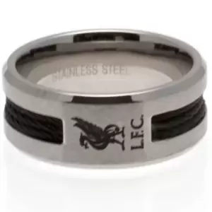 Image of Liverpool FC Black Inlay Ring (Medium) (Silver)