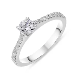 Image of Platinum 0.62ct Diamond Round Brilliant Cut Shoulder Set Solitaire Ring