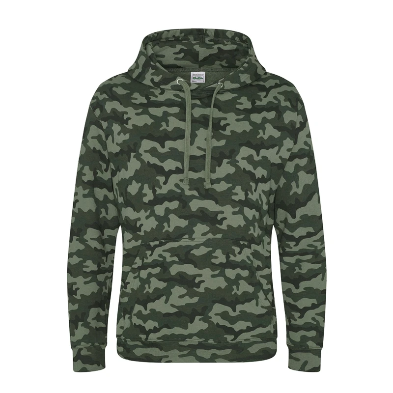 Image of AWDis AWDis Men Camouflage Hoodie in Dark Green Size: X-Small Dark Green XS Male 5063470853489