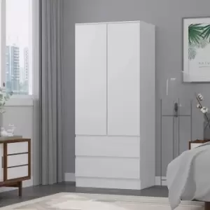 Image of Stora Modern 2 Door 2 Large Drawer Combination Wardrobe - Matt White - White