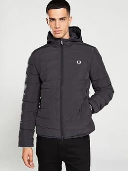 Image of Fred Perry Insulated Hooded Jacket - Black, Size 2XL, Men