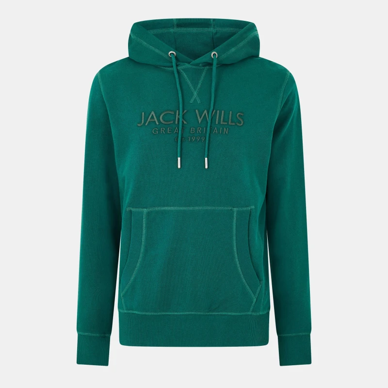 Image of Jack Wills Mens JW Batsford Hoodie Rain Forest male S