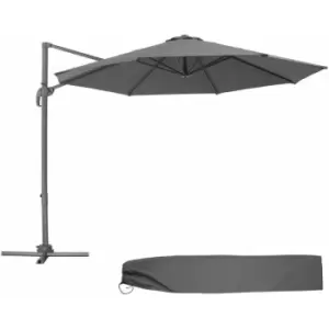 Image of Parasol Daria with protective cover - garden parasol, overhanging parasol, banana parasol - grey - grey