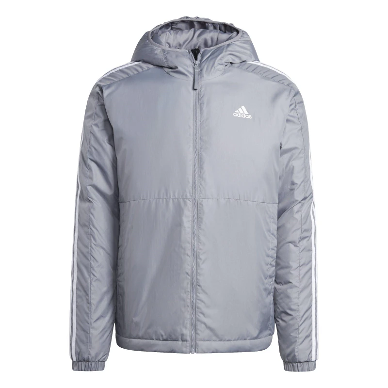 Image of adidas 3 Stripe Essential Hooded Jacket Mens - Grey Grey L