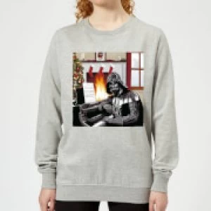 Image of Star Wars Darth Vader Piano Player Womens Christmas Sweatshirt - Grey - L