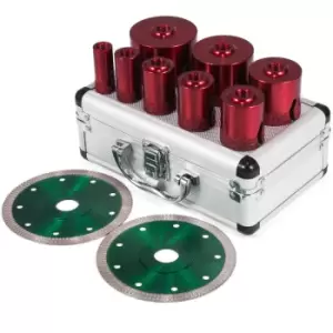 Image of VEVOR Diamond Drill Bit 10Pcs Diamond Hole Saw Set, M14 20/25/32/35/40/50/60/68mm with 2 Saw Blade, Hole Saw Cutter Drill Bit, Drilling Tool for