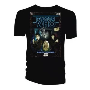 Image of Doctor Who - Retro VHS Cover 10th Doctor Colour Graded Mens X-Large T-Shirt - Black