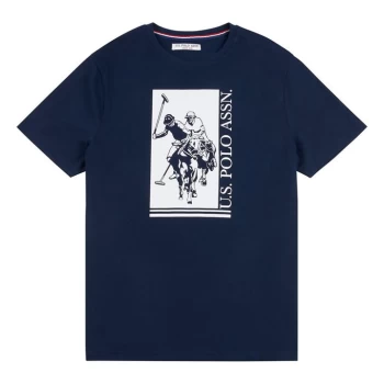 Image of US Polo Assn Block Print T Shirt - Blue