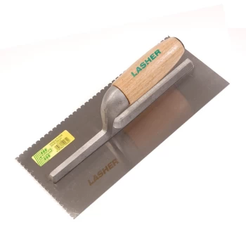 Image of Floor Trowel With A Serrated Edge & Wooden Handle - 280Mm