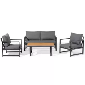 Image of Harbour Lifestyle Cordoba Aluminium & Teak 2 Seat Sofa Set - Grey