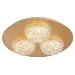 Image of Searchlight Celestia 3 Light Round LED Ceiling Light - Gold Leaf With Clear Acrylic