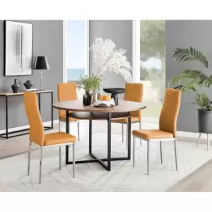 Image of Furniture Box Adley Brown Wood Storage Dining Table and 4 Mustard Milan Chrome Leg Chairs