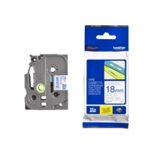 Image of Brother TZE-243 P-touch Blue on White Laminated Tape 18mm x 8m
