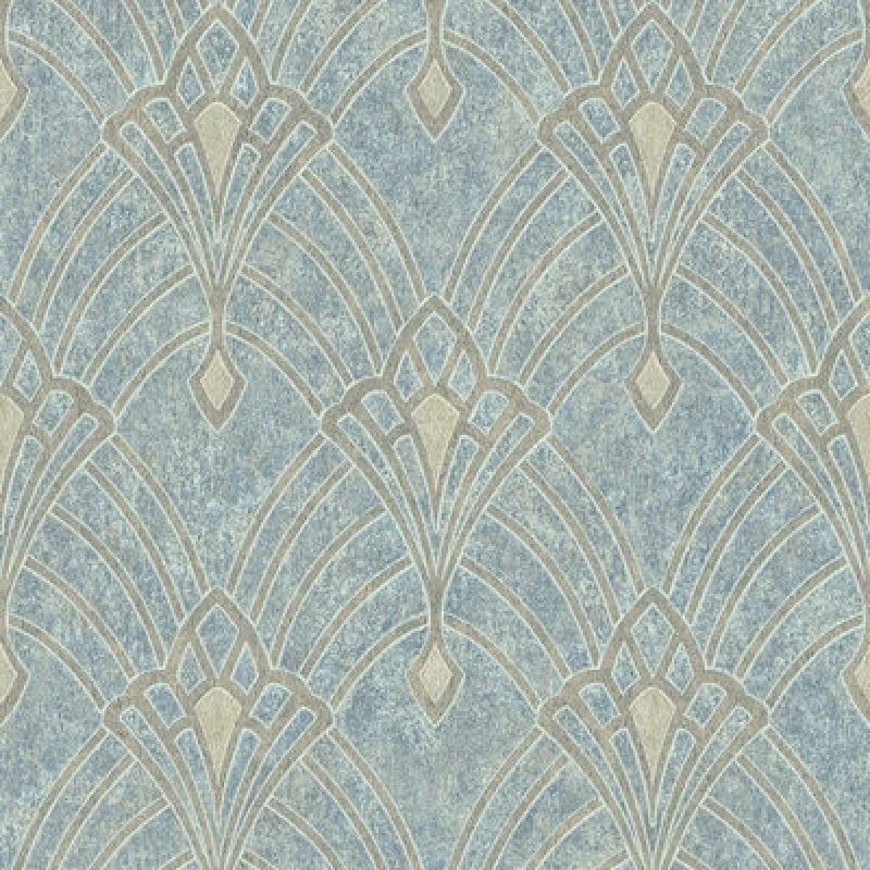 Image of A.S. Creation Mata Hari Metallic Ornament Blue Beige Wallpaper Blue