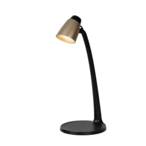 Image of Lucide Ludo LED Desk Lamp - Matt Gold, Brass