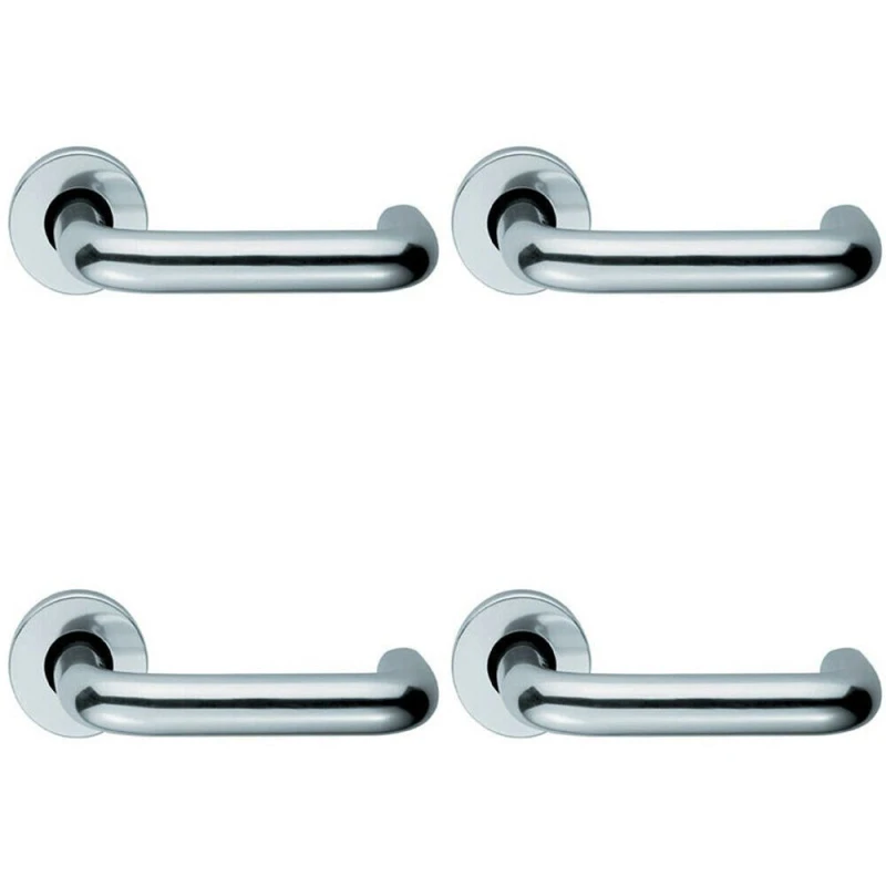 Image of Loops 4x PAIR 19mm Round Bar Safety Lever Concealed Fix Round Rose Polished Aluminium Multi