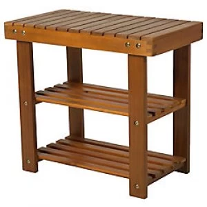 Image of HOMCOM Shoe Rack Chair Teak Acacia Wood 833-441