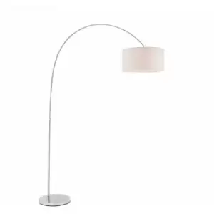 Image of Floor Lamp Light Chrome & Vintage White Fabric 40W E27 Base & Shade