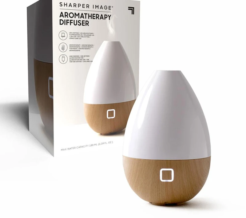 Image of Sharper Image Mist Diffuser with USB Light Wood Base