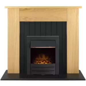 Image of Adam Chessington Fireplace in Oak with Colorado Electric Fire in Black, 48 Inch