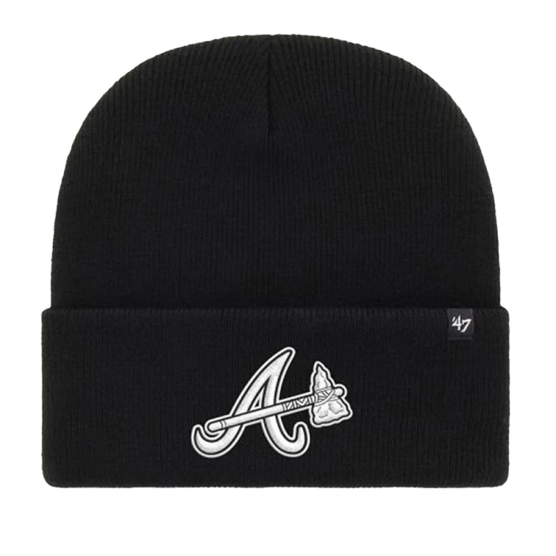 Image of Atlanta Braves Mens Haymaker MLB 47 Knitted Cuff Beanie in Black Male One Size