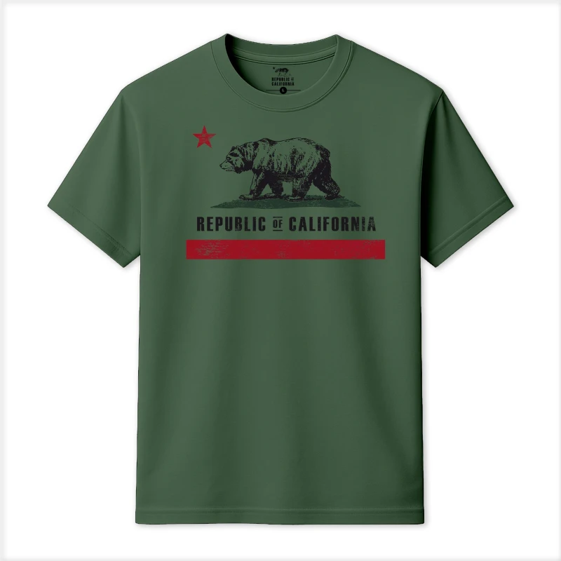 Image of Republic of California Old Flag T-Shirt Military Green male Medium