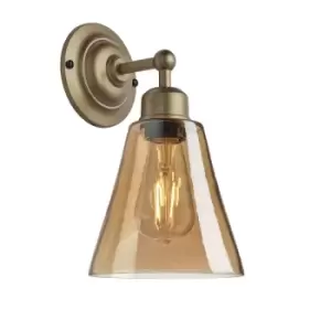 Image of Industville Orlando Tinted Glass Flask Amber Wall Light / 6" Pewter Holder